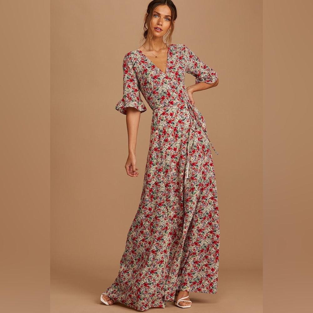 Lulu’s | Floral Maxi Wrap Dress | M - Picture 2 of 9